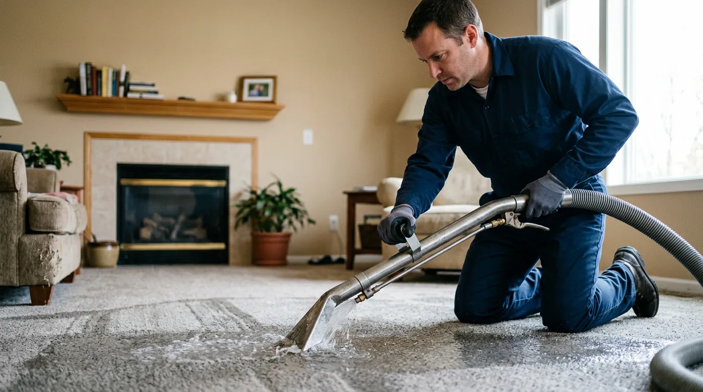 Water damage restoration technician working near Hobgood, NC